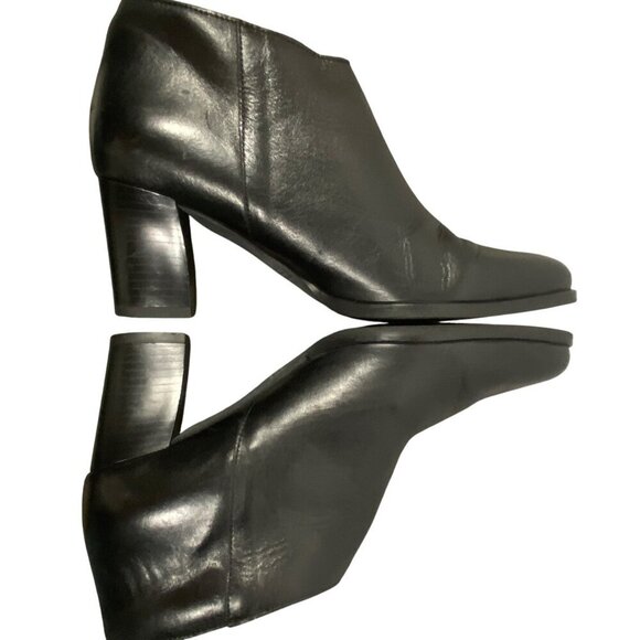 Marroqui Sanchez black leather ankle boots almond toe block heel women’s 40 - Picture 7 of 13